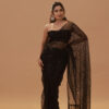 Black Nylon Net Sequence Thread Work Saree