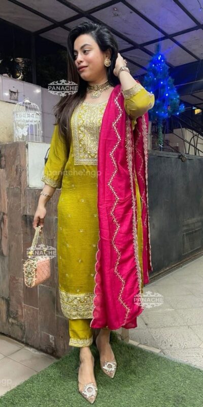 BE G82 Mahandi Chinon With Embroidery Work Salwar Suit Casual, Wedding, Party, Festive, Events Etc.4-6 Working Days@1849/-only | Jump Suits, Salwar suit, Casual Suits, Creative suits, Designer Suits, Palazzo Suits, Party Wear Suits, Patiala Suits, Straight Suits