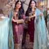 Maroon Chinon Sequence Embroidery Work Salwar Suit