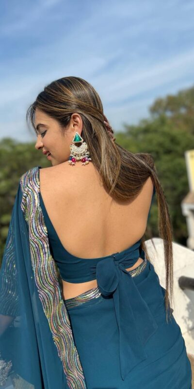 JR 579 Peacock Blue Color Georgette Sequence Work Lace With Peiping Saree Casual, Wedding, Festive, Events . Expected Delivery 4-6 Working Days @1649/- only | Sarees, Bollywood Sarees, Creative Sarees, Designer Sarees, Embroidered Sarees, Ethnic Saree, Modern Digital sarees, Party Wear Sarees