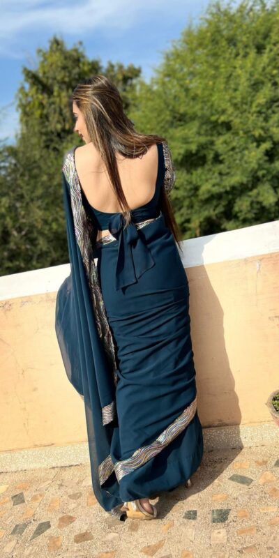 JR 579 Peacock Blue Color Georgette Sequence Work Lace With Peiping Saree Casual, Wedding, Festive, Events . Expected Delivery 4-6 Working Days @1649/- only | Sarees, Bollywood Sarees, Creative Sarees, Designer Sarees, Embroidered Sarees, Ethnic Saree, Modern Digital sarees, Party Wear Sarees