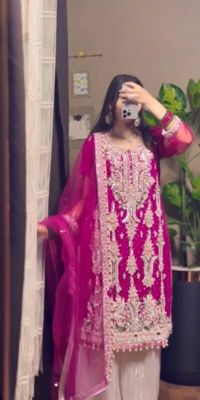  LG 1919 Pink Color Fox Georgette With Sequence Embroidery Work Pari Lace Salwar Suit , Wedding, Party, Festive, Events Etc.4-6 Working Days@ 1999/-only | Jump Suits, Salwar suit, Casual Suits, Creative suits, Designer Suits, Palazzo Suits, Party Wear Suits, Patiala Suits, Straight Suits