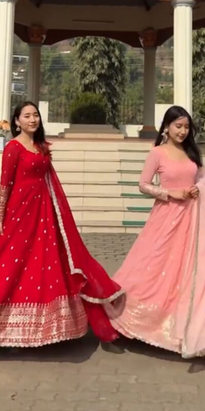 VLM 258 Red Color Fox Georgette With Embroidery Work Anarkali Gown Wedding Party, Festive, Events Etc.4-6 Working Days@2149/- only | Gowns, Bollywood Gowns, Creative Gowns, Designer Gowns, Embroidered Gowns, Party Wear Gowns, Straight Suits