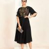 Black Georgette Butti Embroidery Thread Work Gown