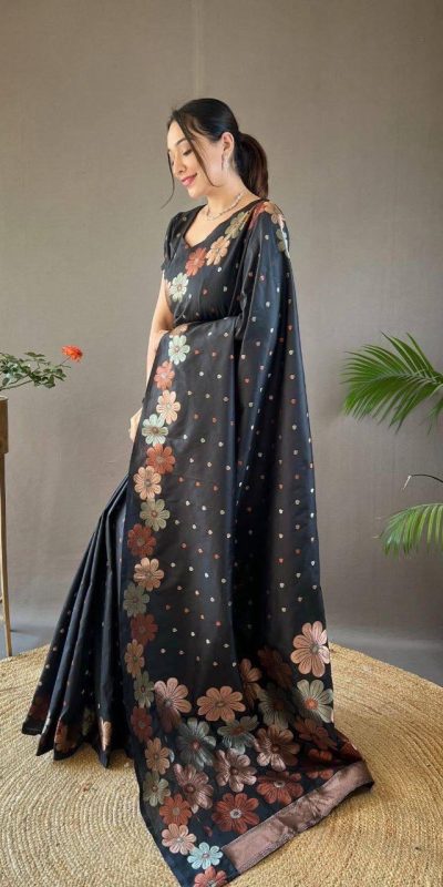 MS 482 Black Color Soft Litchi Silk Kubera Pattu Saree Casual, Wedding, Festive, Events . Expected Delivery 4-6 Working Days @1249/- only | Sarees, Bollywood Sarees, Creative Sarees, Designer Sarees, Embroidered Sarees, Ethnic Saree, Modern Digital sarees, Party Wear Sarees