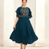 Rama Blue Georgette Butti Embroidery Thread Work Gown