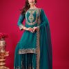 Blue Faux Georgette Embroidery Sequence Work Salwar Suit