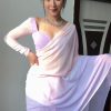 Purple And Pink Soft Georgette Silk Ready To Wear Saree