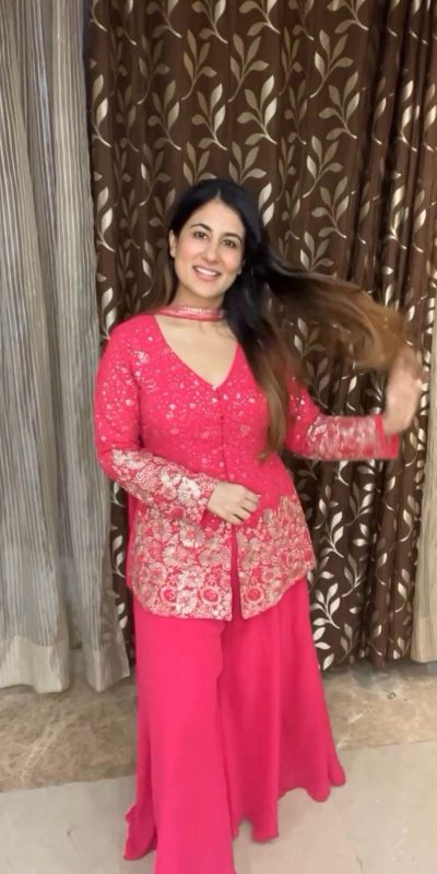 Amazing Rani Pink Color georgette Sequence Embroidery Work Salwar Suit