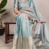 Blue Tissue Shimmer Zari Weaving Work Saree