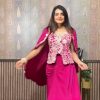 Pink Chinon Sequence Embroidery Work Dhoti Suit