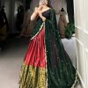 Red Narayan Pattu Zari Weaving Work Lehenga Choli