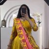 Yellow Chant Crepe Print Lehenga Choli