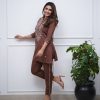 Beautiful Brown Color Rayon Embroidery Work Salwar Suit