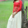 White And Red Chinon Thread Sequence Lehenga Choli