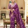 Dark Purple Soft Litchi Silk All Over Weaving Saree