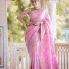 Light Pink Soft Litchi Silk All Over Weaving Saree