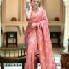 Peach Soft Litchi Silk All Over Weaving Saree