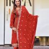 Red Georgette With Embroidery Work Salwar Suit