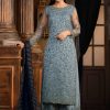 Blue Net With Coding Sequence Work Salwar Suit