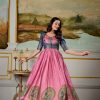 Pink Dola Silk Print Weaving Broder Gown