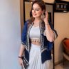 White Crape Silk Moti Lace On Blouse Dhoti Suit