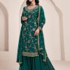 Green Chinon Multi Work Salwar Suit