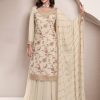 Half White Chinon Multi Work Salwar Suit
