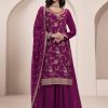 Wine Chinon Multi Work Salwar Suit