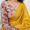 Yellow Gadwall Chex Arce Work Saree