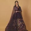 Dark Purple Chant Crepe Print Gown