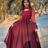 Red Sequence Embroidery Work Gown