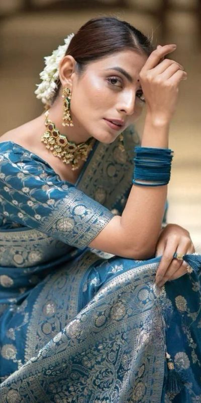 Fancy Blue Color Soft Litchi Silk Kubera Pattu Saree