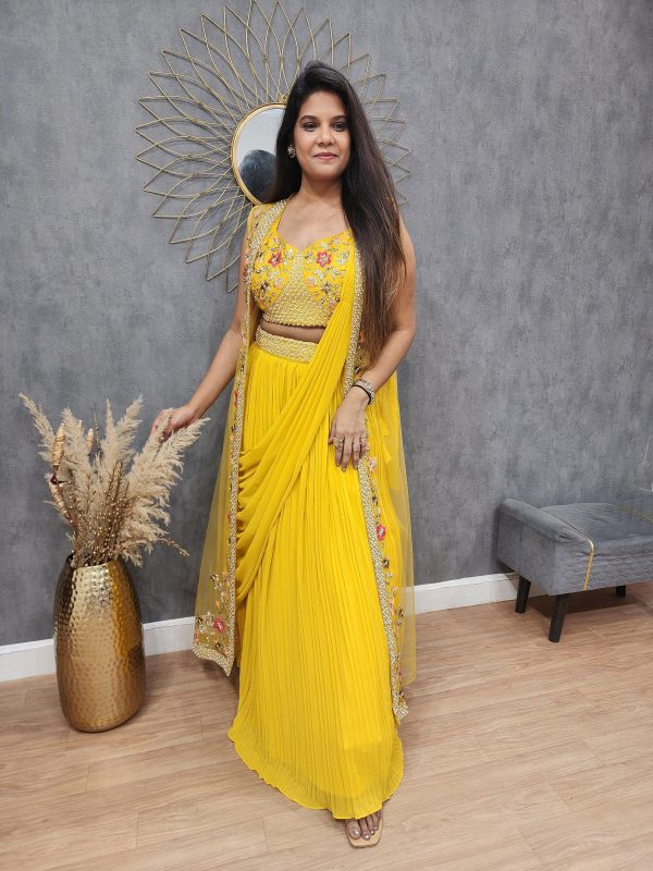 Fancy Yellow Color Georgette With Embroidery Lehenga Choli