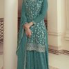 Blue Chinon Embroidery Multi Work Salwar Suit