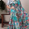 YNF 7019 Blue Color Tushar Silk With Viscose Border Printed Saree Casual, Wedding, Festive, Events . Expected Delivery  4-6 Working Days @1699/- only                                                                                                                                           | Sarees, Bollywood Sarees, Creative Sarees, Designer Sarees, Embroidered Sarees, Ethnic Saree, Modern Digital sarees, Party Wear Sarees