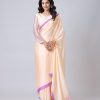 Light Peach Japan Satin Digital Print Work Saree