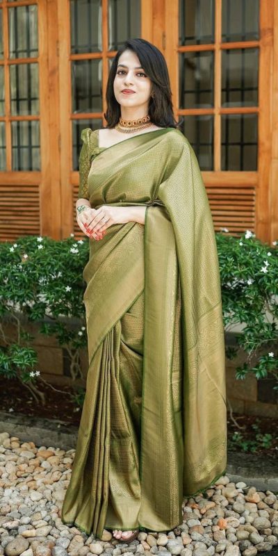 KP 4074 Mehndi Color Lichi Silk Jacquard Work On All Over Saree Casual, Wedding, Festive, Events . Expected Delivery 4-6 Working Days @1399/- only | Sarees, Bollywood Sarees, Creative Sarees, Designer Sarees, Embroidered Sarees, Ethnic Saree, Modern Digital sarees, Party Wear Sarees