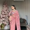 Peach Crepe Silk With Kody Lace Work Saree