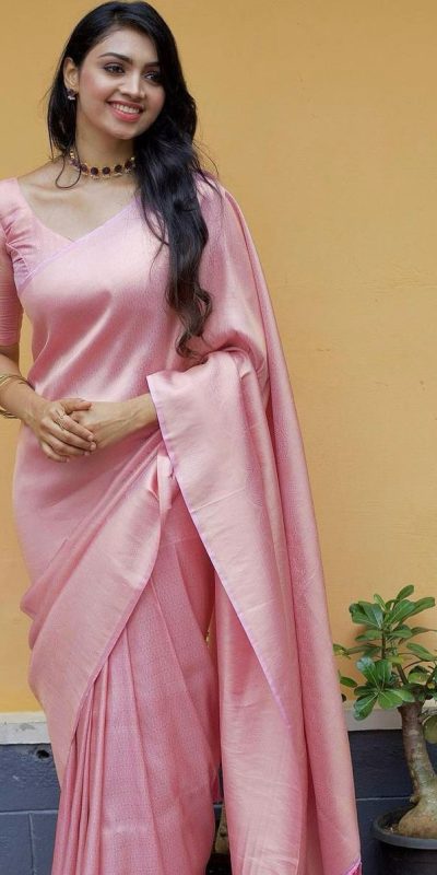 Glowing Pink Color Lichi Silk Jacquard Work On All Over Saree