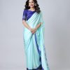 Sky Blue Japan Satin Digital Print Work Saree