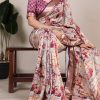 YNF 7019 Wine Color Tushar Silk With Viscose Border Printed Saree Casual, Wedding, Festive, Events . Expected Delivery  4-6 Working Days @1699/- only                                                                                                                                           | Sarees, Bollywood Sarees, Creative Sarees, Designer Sarees, Embroidered Sarees, Ethnic Saree, Modern Digital sarees, Party Wear Sarees