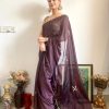 Brown Rangoli Silk Handwork Cutwork Pearl Saree