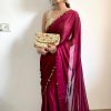 Rani Pink Rangoli Silk Handwork Cutwork Pearl Saree