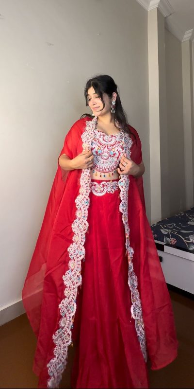 Gorgeous Red Color Georgette Sequence Diamond Work Dhoti Suit