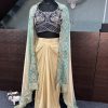 Blue Chinon Silk Embroidery Sequins Work Dhoti Suit