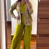Light Yellow Chinon Embroidery With Moti Lace Salwar Suit
