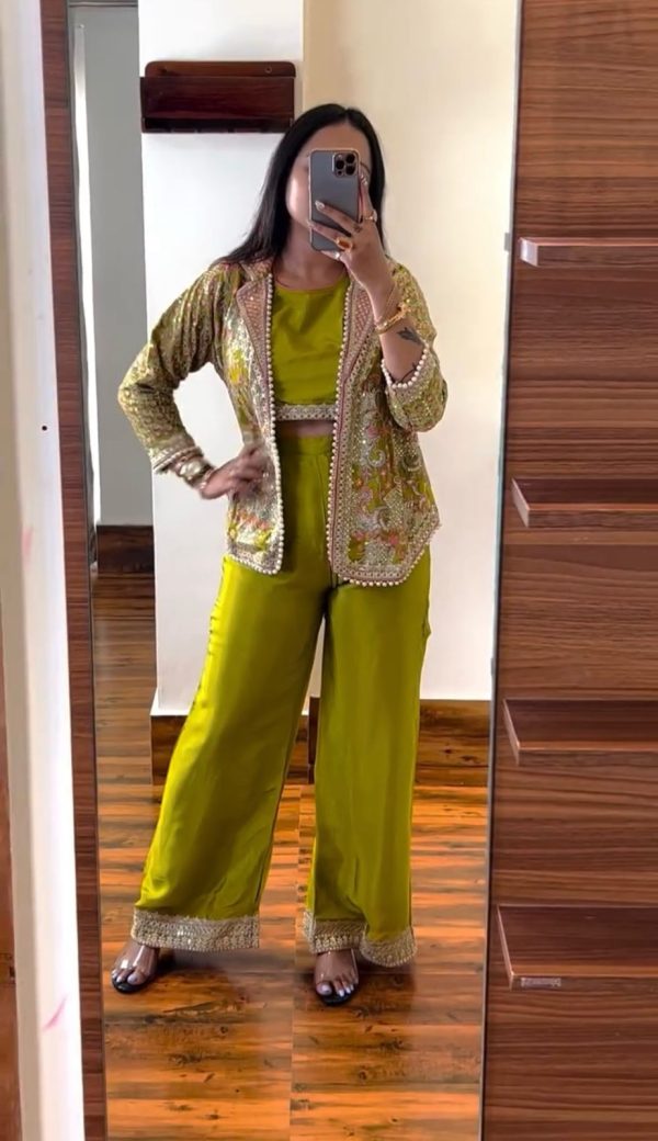 Lovely Light Yellow Color Chinon Embroidery Work With Moti Lace Salwar Suit