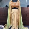 Orange Chinon Silk Embroidery Sequins Work Dhoti Suit