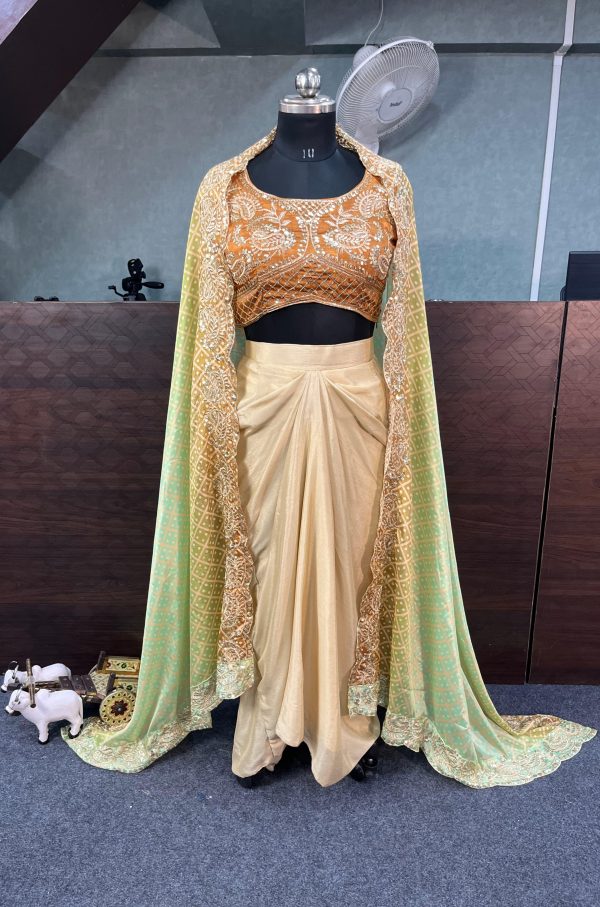 Lovely Orange Color Chinon Silk Embroidery Sequins Work Dhoti Suit